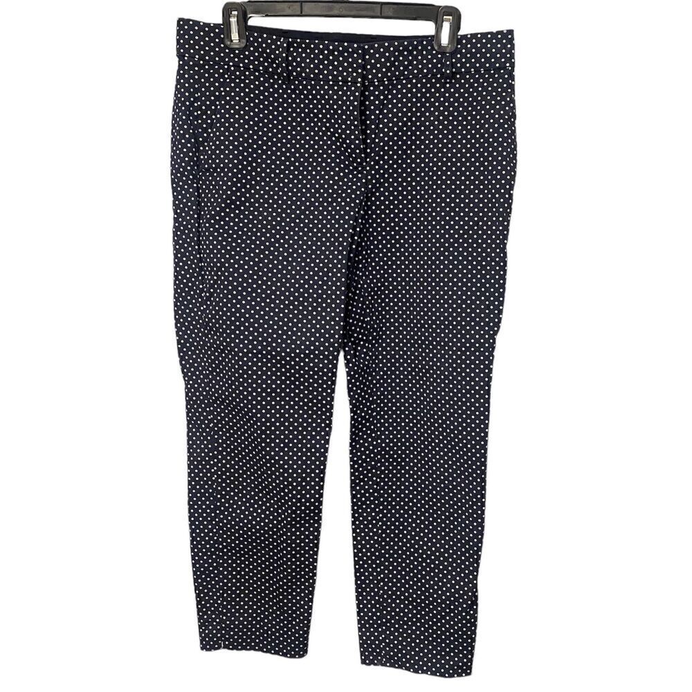 Ann Taylor “Cambridge Crop” Flat Front Ankle Blue w/White Polka Dots Size 8